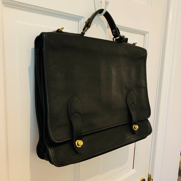 Vintage Schlesinger Full Grain Cowhide Leather Vintage Briefcase Messenger Bag - Picture 2 of 16